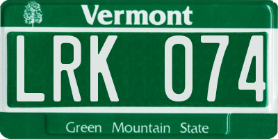VT license plate LRK074