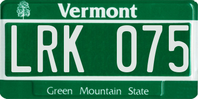 VT license plate LRK075
