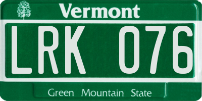 VT license plate LRK076