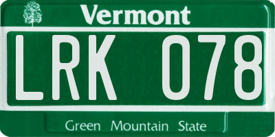 VT license plate LRK078
