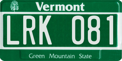 VT license plate LRK081