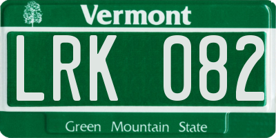 VT license plate LRK082