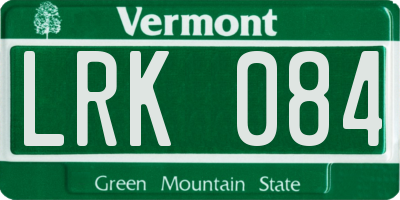 VT license plate LRK084