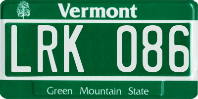 VT license plate LRK086