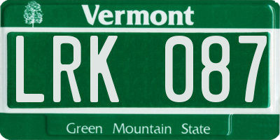 VT license plate LRK087