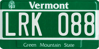 VT license plate LRK088