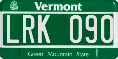 VT license plate LRK090