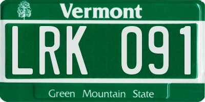 VT license plate LRK091