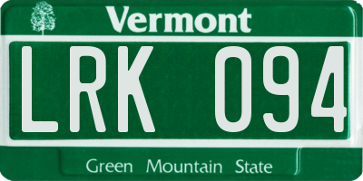VT license plate LRK094