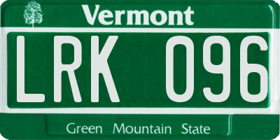 VT license plate LRK096