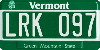VT license plate LRK097