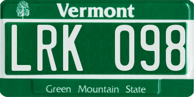 VT license plate LRK098