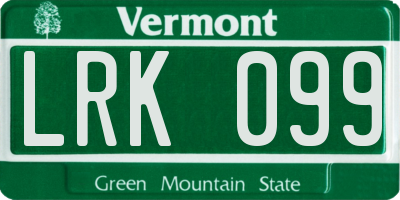 VT license plate LRK099