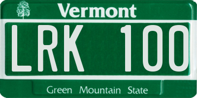 VT license plate LRK100