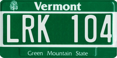 VT license plate LRK104