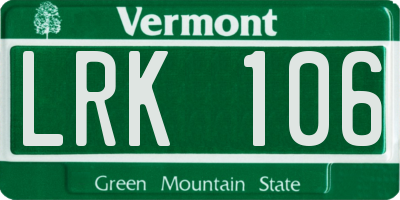 VT license plate LRK106