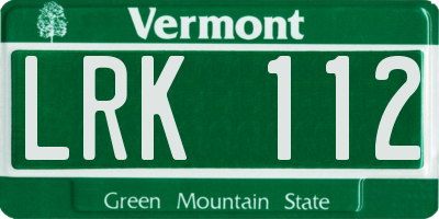 VT license plate LRK112