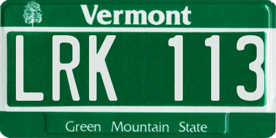 VT license plate LRK113