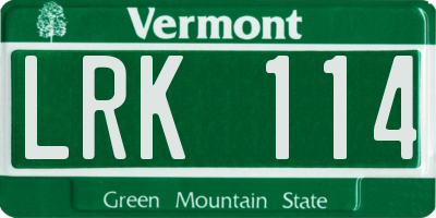 VT license plate LRK114