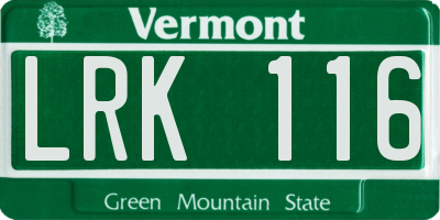 VT license plate LRK116