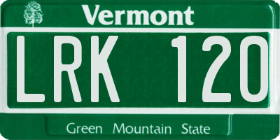 VT license plate LRK120