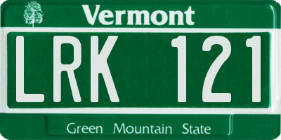 VT license plate LRK121