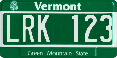 VT license plate LRK123