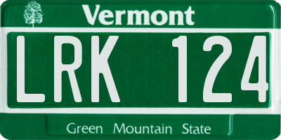 VT license plate LRK124