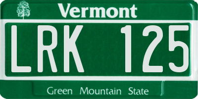 VT license plate LRK125