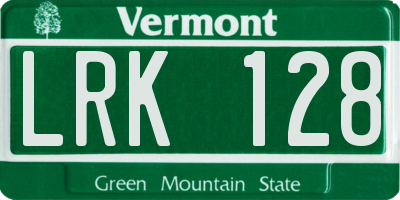 VT license plate LRK128
