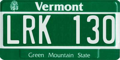 VT license plate LRK130