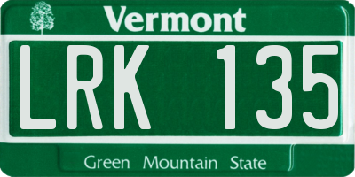 VT license plate LRK135