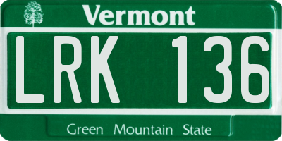 VT license plate LRK136