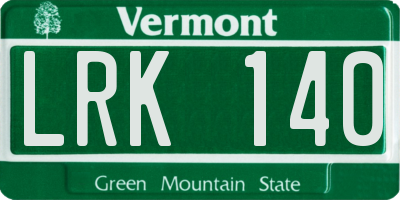 VT license plate LRK140