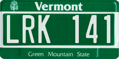 VT license plate LRK141