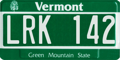 VT license plate LRK142