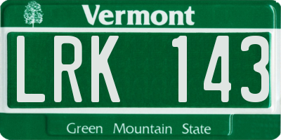 VT license plate LRK143