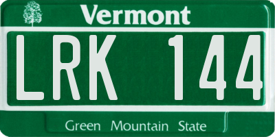 VT license plate LRK144