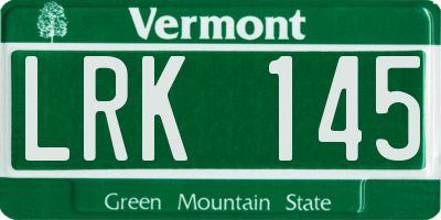 VT license plate LRK145