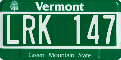 VT license plate LRK147