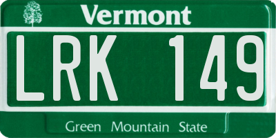 VT license plate LRK149