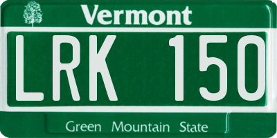 VT license plate LRK150