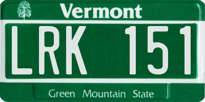 VT license plate LRK151
