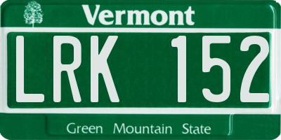 VT license plate LRK152
