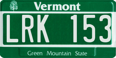 VT license plate LRK153