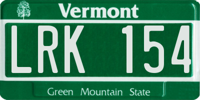 VT license plate LRK154