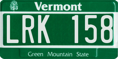 VT license plate LRK158
