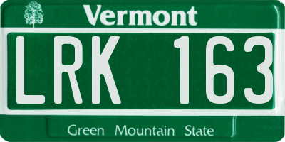 VT license plate LRK163