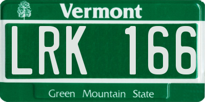 VT license plate LRK166