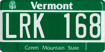 VT license plate LRK168